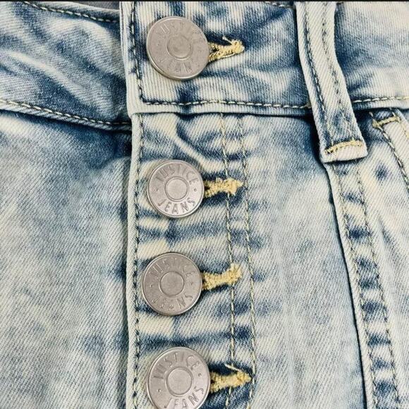 JUSTICE Girls High Waist Button Fly Denim Shorts Size 18 NEW! - Picture 2 of 5